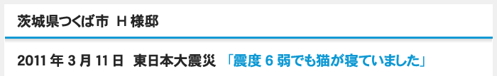 2011年3月11日 東日本大震災「震度6弱でも猫が寝ていました」茨城県つくば市 H様邸